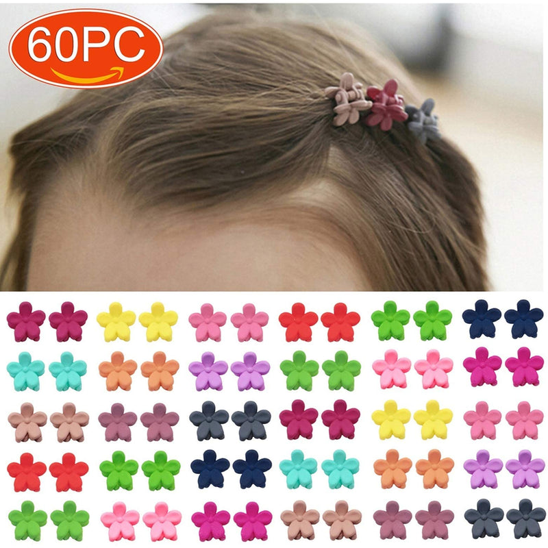 [Australia] - 60pcs Baby Girl Mini Hair Claw Clips Flower Hair Bangs Pin Baby Girl Hair Accessories Clips Multicolor-Flower 