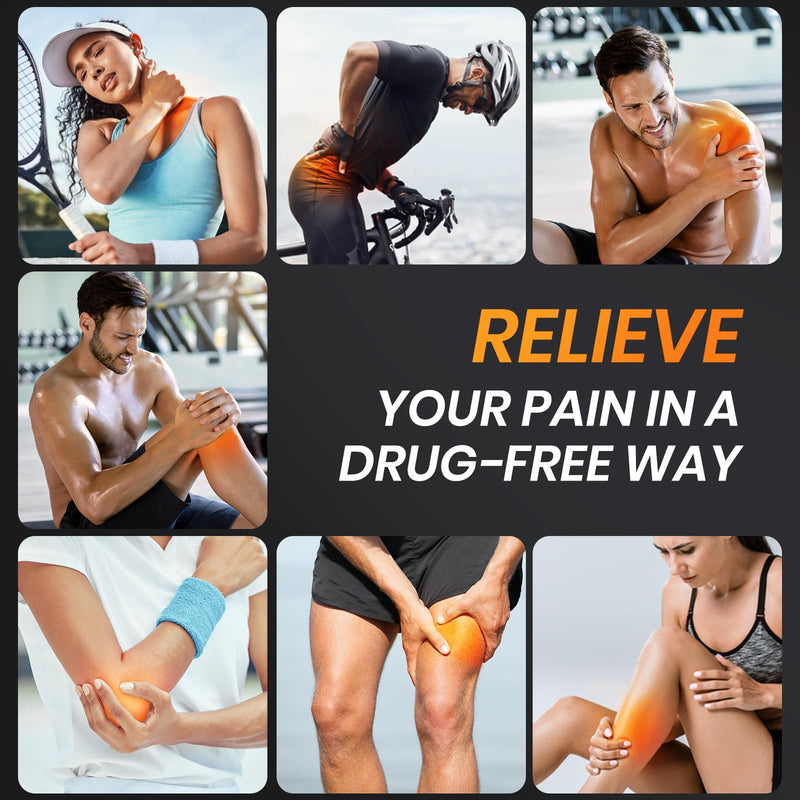 [Australia] - 3-in-1 TENS Unit with 32 Modes, Dual Channel EMS Muscle Stimulator with 40 Intensities for Gradual Pain Relief Therapy, Rechargeable Electronic Pulse Massager with 12 Electrode Pads, EVA Case 