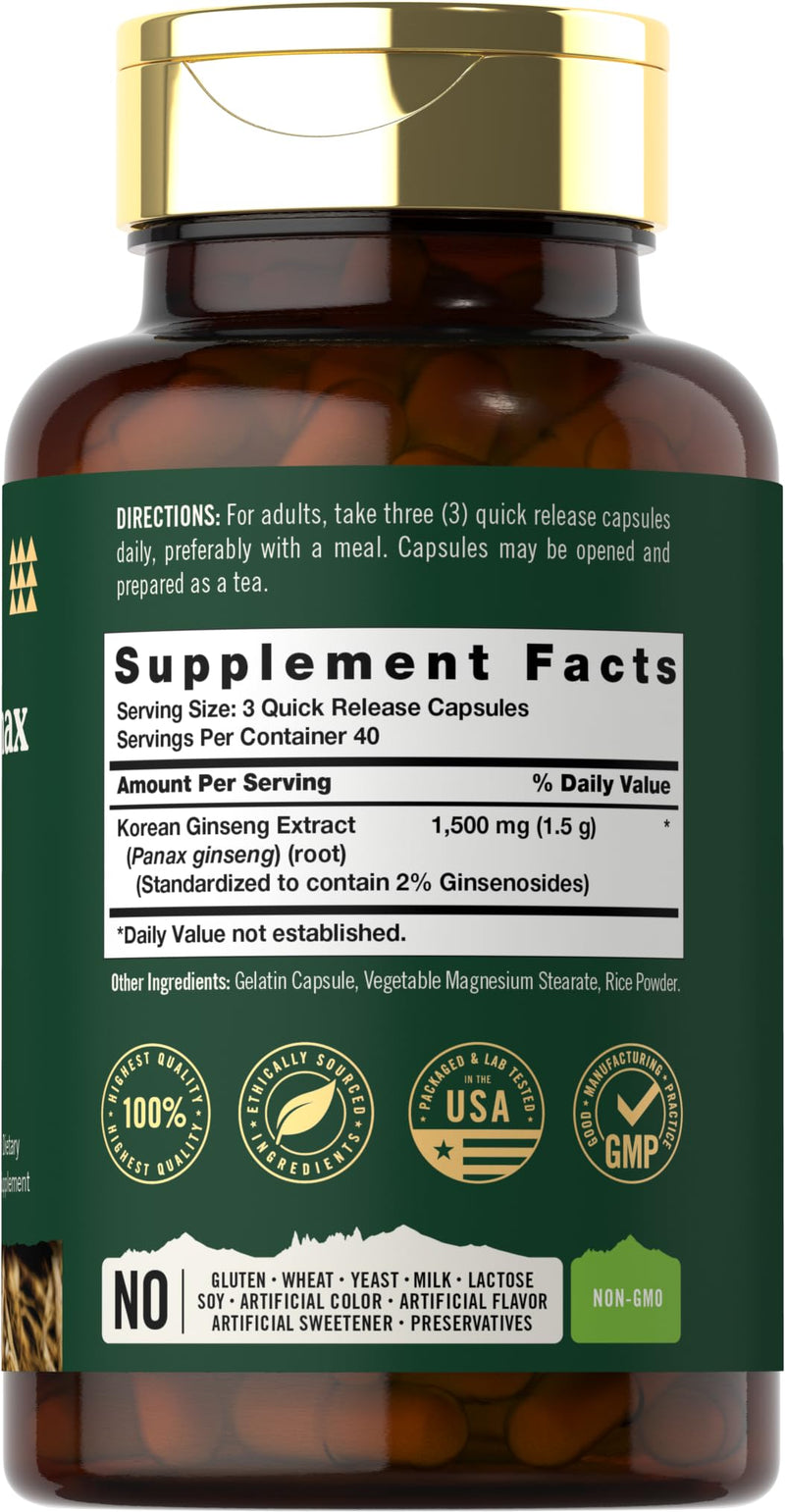 [Australia] - Carlyle Korean Panax Ginseng | 1500mg | 120 Capsules | Non-GMO and Gluten Free Supplement | Tahoe Nutritionals 