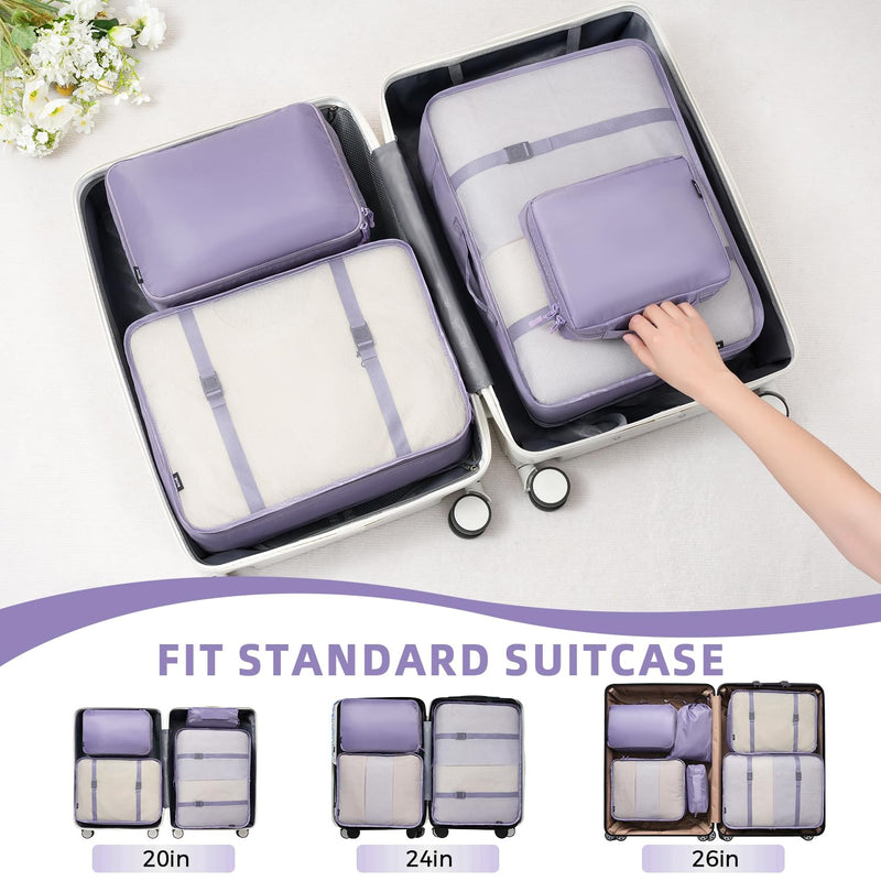 BAGAIL 8 Set Packing Cubes Luggage Packing Organizers for Travel Accessories-Dusty Purple Dusty Purple