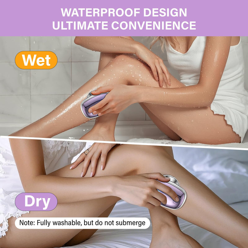 Electric Razors for Women with 3-Ring Blade - Leg Hair Remover for Smooth Skin, Rechargeable Cordless & Waterproof Shaver for Easy Body Grooming Purple