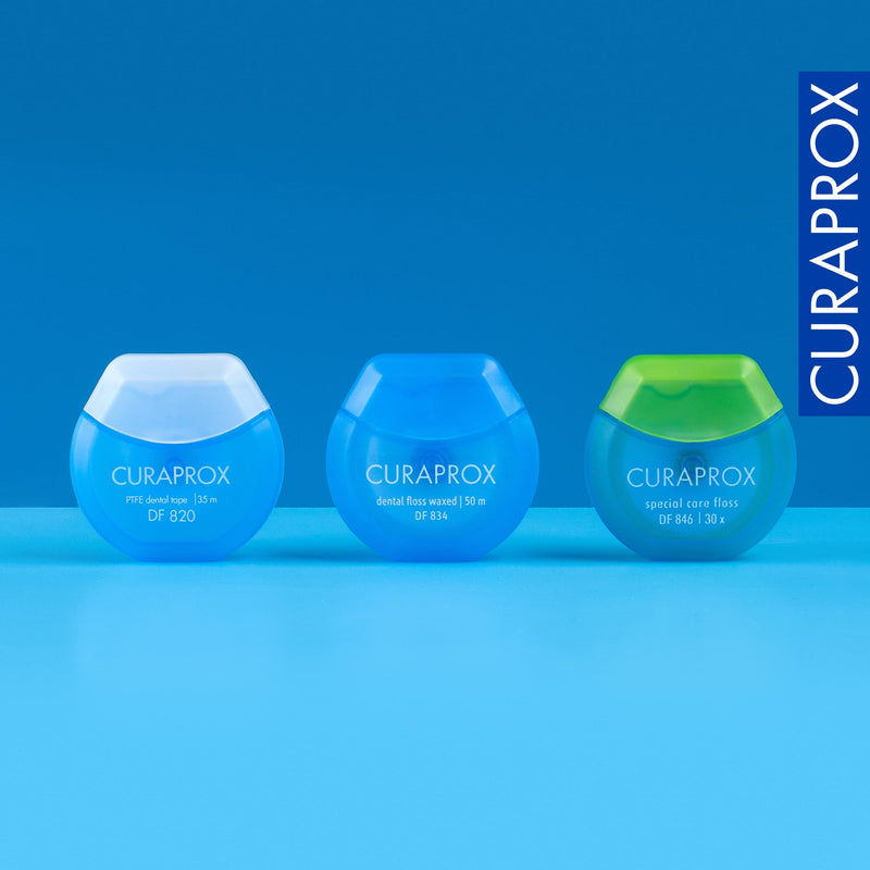 [Australia] - Curaprox dental floss DF 834, dental floss waxed, Curen microfiber, waxed with mint snack for narrow spaces, white, 50 m 50.00 m (pack of 1) 