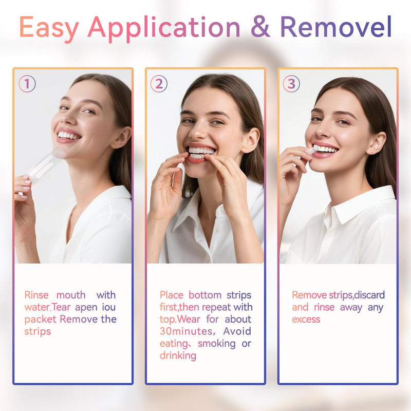 [Australia] - 14-Day Whitening Stripst,Sensitive Teeth Whitener,Mild and Non-irritating,Deep Stains Removal,Nstant Teeth Whitening Without The Harm,Peroxide Free（28PCS） 
