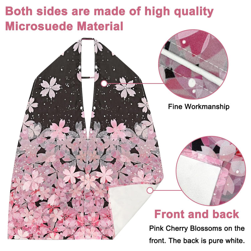 [Australia] - 2 Pack Adult Bib Dining Scarf for Women Microsuede Washable Reusable Food Clothing Protectors Dining Mouth Towel Scarf Sakura 