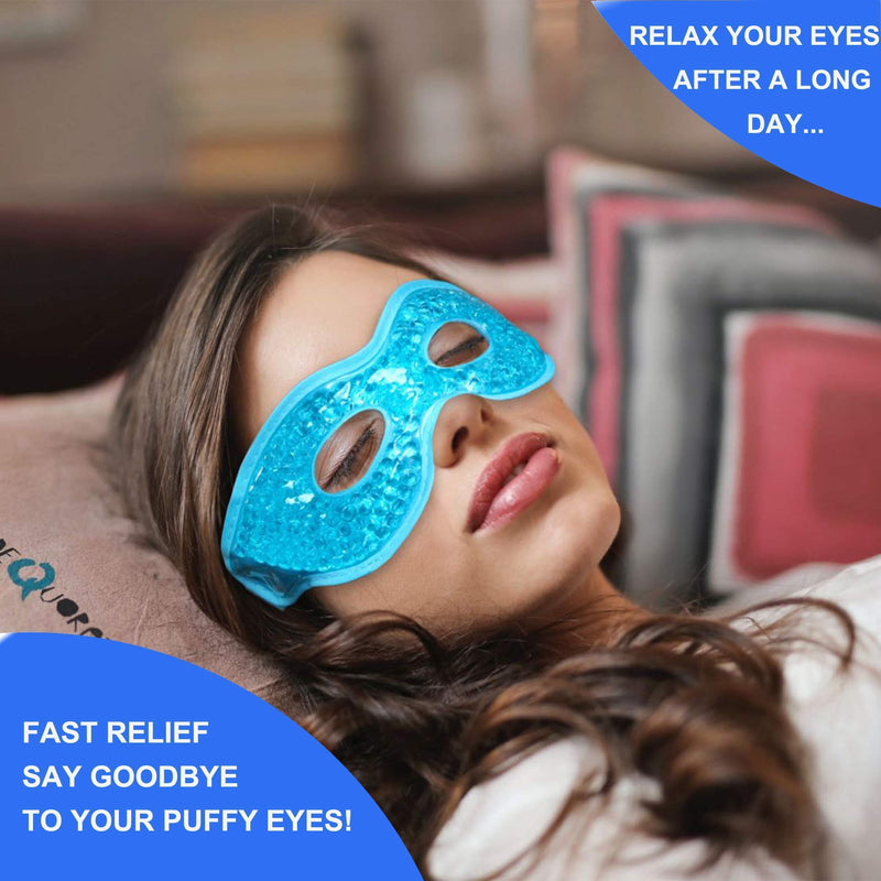 [Australia] - 2PCS Gel Eye Mask Reusable Hot Cold Therapy Gel Bead Eye Mask for Puffiness/Dark Circles/Eye Bags/Dry Eyes/Headaches/Migraines/Stress Relief, Cooling Eye Mask Hot/Cold Compress Eye Mask (Blue) Blue 
