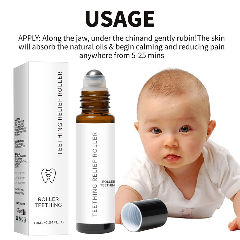 [Australia] - Teething Roller All Natural for Babies, Natural Gum Relief with Chamomile & Rose Oil, 2Pack 