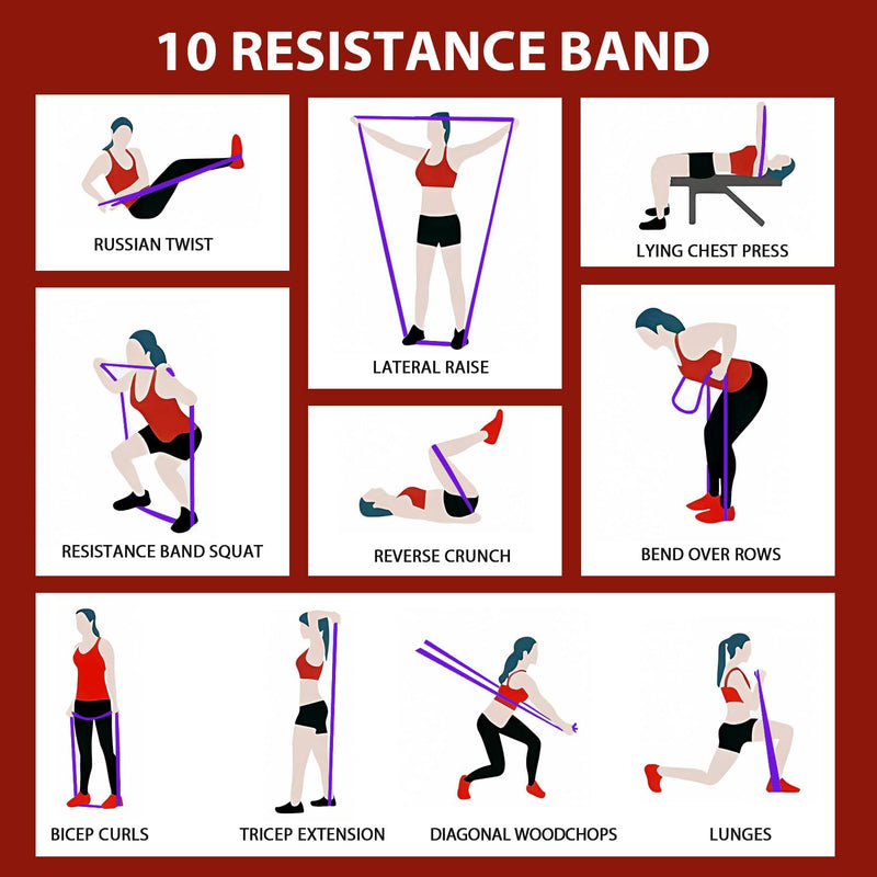 [Australia] - LEEKEY Resistance Bands, Exercise Bands Pull Up Assist Bands - Workout Bands Set - Mobility Band Powerlifting Bands for Men and Women Fitness Training, Physical Therapy,Home Workouts Purple/Black/Red/Yellow with Antislip 