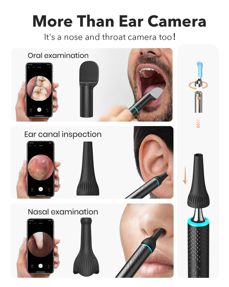 Bebird M9 Ear Wax Removal Tool Camera - Wireless Ear Cleaner Earwax Remover with Photos & Videos - Ear Scope Otoscope with Light & Camera- Visual Ear Picker with 10 Scoops and Attachments for Family