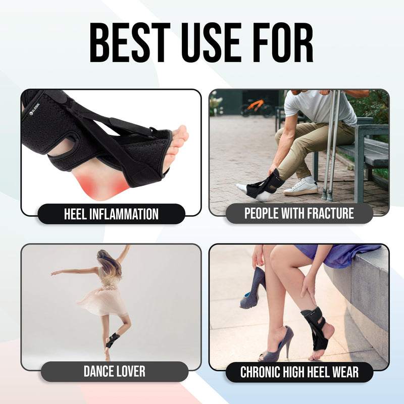 [Australia] - Plantar Fasciitis Night Splint, Upgraded Plantar Fasciitis Brace for Plantar Fasciitis Relief, Foot Drop and Achilles Tendonitis Brace. Night Splint for Plantar Fasciitis Women & Men (Black) Black 