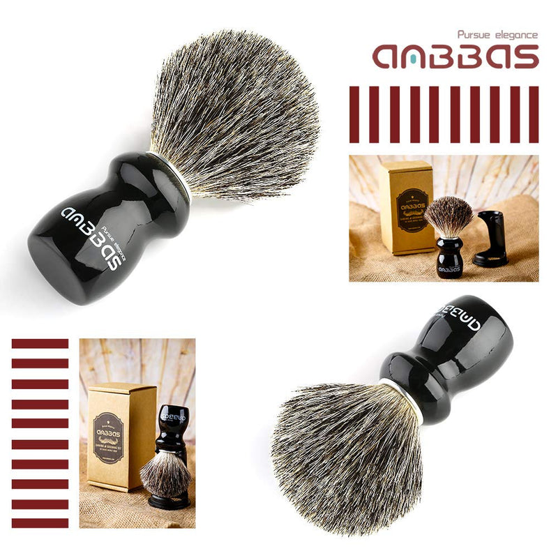 [Australia] - Shaving brush badger hair with black holder Anbbas high-quality wooden handle shaving foam brush perfect for men's shaving (black) 