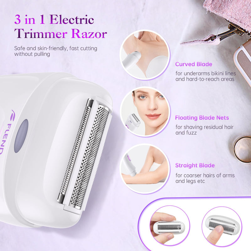 [Australia] - Epilator,Epilators Hair Removal for Women, 2 in 1 Hair Removal Device with LED Light & USB Rechargeable, Electric Shaver for Legs,Underarms,Bikini and Full Body Purple 