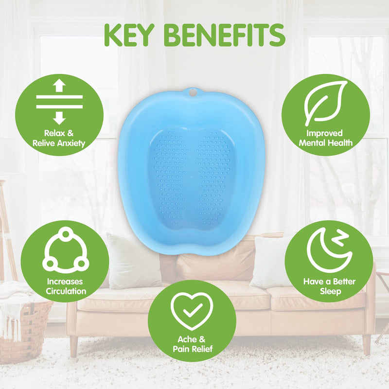 Large Plastic Foot Basin Bath Spa Tub Massage for Soaking Foot,Toe Nails, and Ankles,Pedicure,Improved Sturdy Portable Tub-Blue Blue