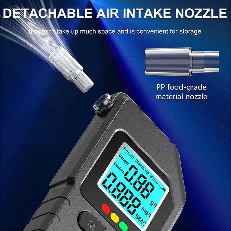 Breathalyzer, Breathalyzers for Alcohol with LCD Digital, Display Alcohol Breathalyzer Tester for Home Use, Portable Breath Alcohol Tester with 15 Mouthpieces (Black)