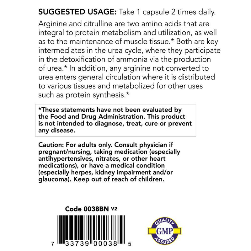 [Australia] - NOW Sports Nutrition, Arginine & Citrulline 500 mg/ 250 mg, Amino Acids, 240 Veg Capsules 