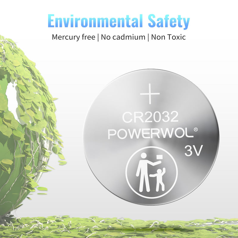 [Australia] - POWEROWL High Capacity CR2032 Battery 12 Pack - CR2032 Lithium 3V Coin Battery Replacement for Apple Airtag Key Fob Remote Controller LED Candles Glucometer 12 Count 