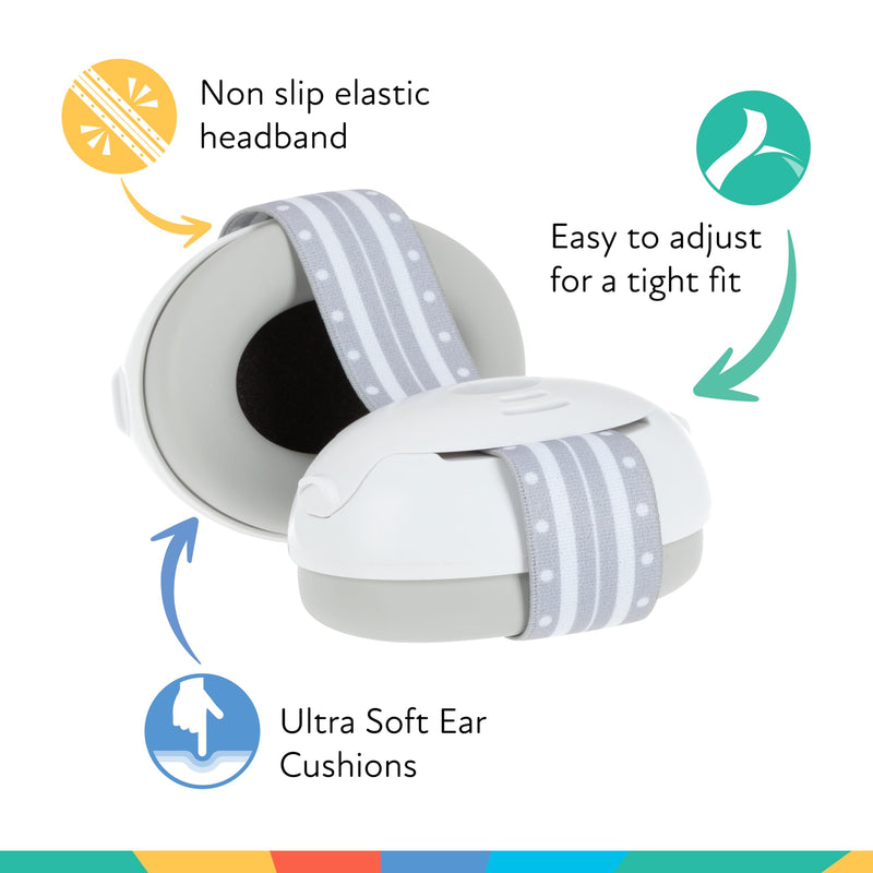 [Australia] - Nuby Soft Sounds Earmuffs - Adjustable Baby Earmuffs - Baby Essentials for Travel - White 