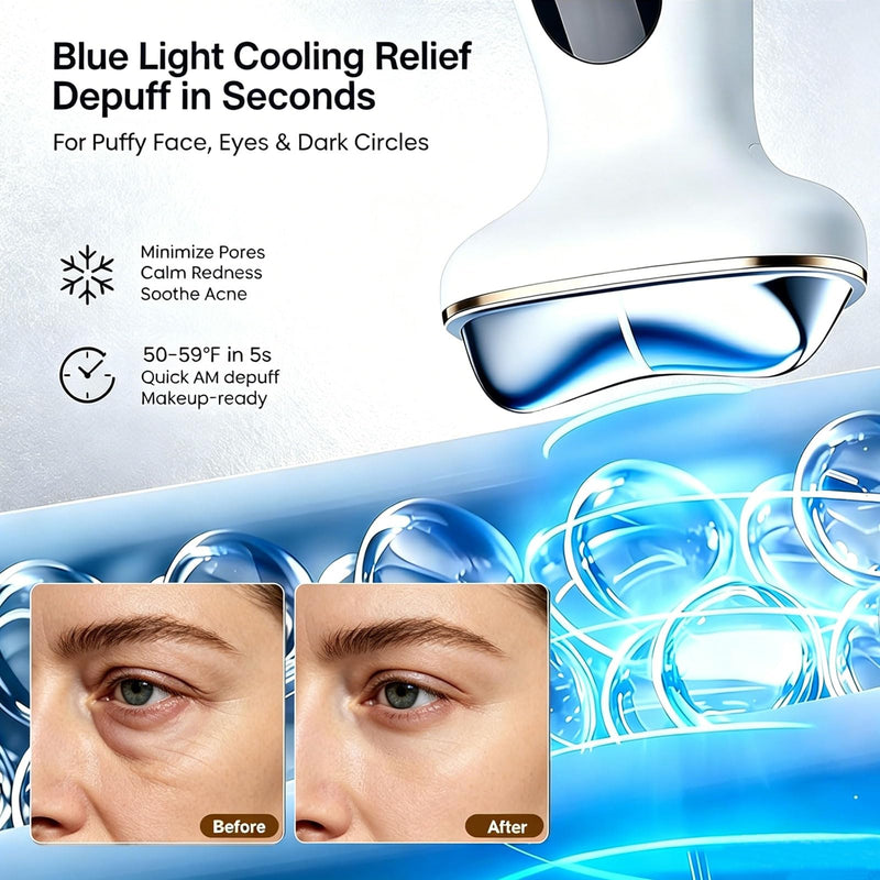 Cold Heated Electric Gua Sha, Facial Neck Lymphatic Drainage Sculpting Tool, Cooling Depuffing Wand for Puffy Face, 7-in-1 LED Red Light Face Massager for Lifting, Contouring, Firming