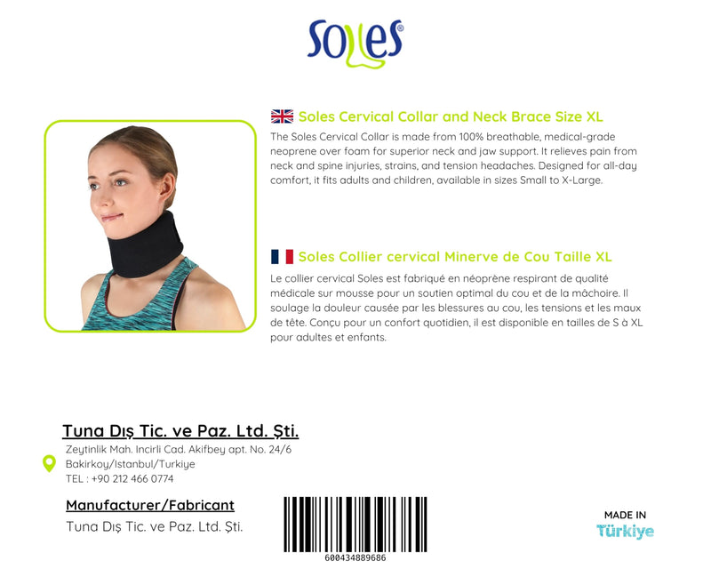 [Australia] - Soles Cervical Collar and Neck Brace X-Large (SLS601) (X-Large (22.3-27.1 inches)) X-Large (Pack of 1) 