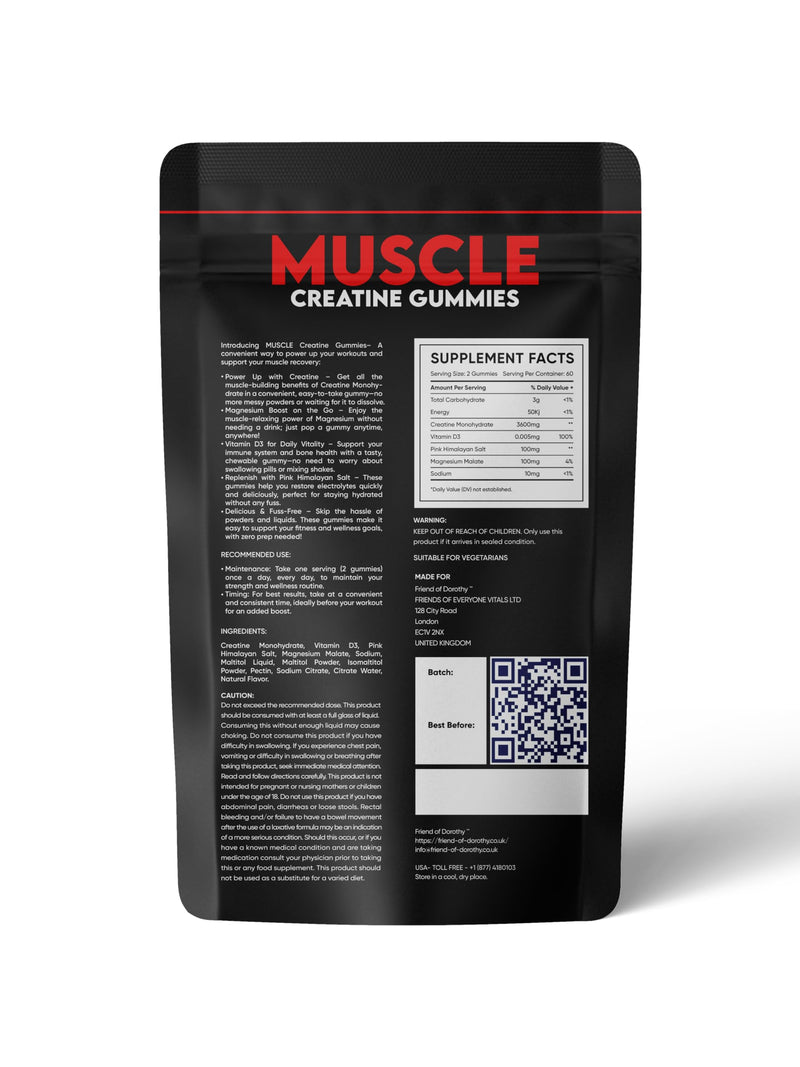 Creatine Muscle Strength & Recovery Support Gummies for Men, 1-Month Supply | Supports Strength, Power, Muscle Growth & Recovery, Creatine Monohydrate, Magnesium, Vitamin D3, Electrolytes, Non-GMO