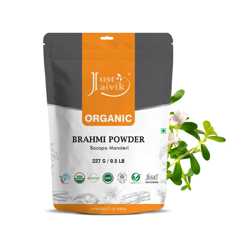 [Australia] - Just Jaivik 100% Organic Brahmi Powder Bacopa Monnieri- USDA Certified Organic, 227 GMS / 1/2 LB Pound / 08 Oz 