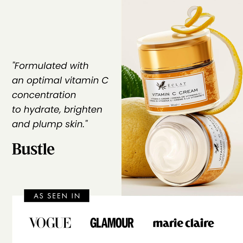 Eclat Skincare Vitamin C Moisturizer for Face with Hyaluronic Acid & Squalane - Face Brightening Cream - Anti Aging, Firming & Hydrating Vitamin C Cream for All Skin Tone 50 ml Brightening Vitamin C Cream