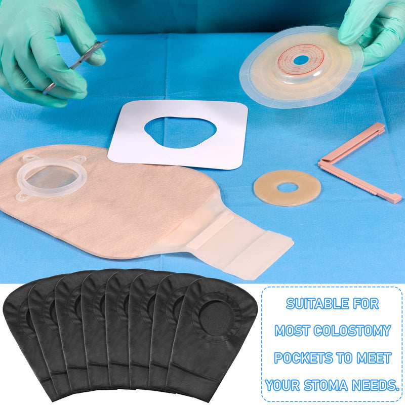 [Australia] - 8 Pcs Black Ostomy Bag Cover Colostomy Bag Covers Odor Control Stretchy Bag Cover Washable Pouch Liner for Women Men Lightweight Care Protector Protective Bag 