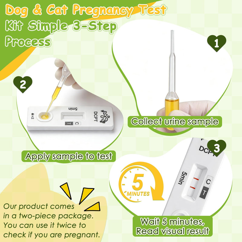 2 Pack Dog Cat Pregnancy Test Kit Pet Urine Screening Test for Dogs Cats | Urine Test for Dogs & Cats, Fast Visual Results, Non-Invasive & Easy to Use