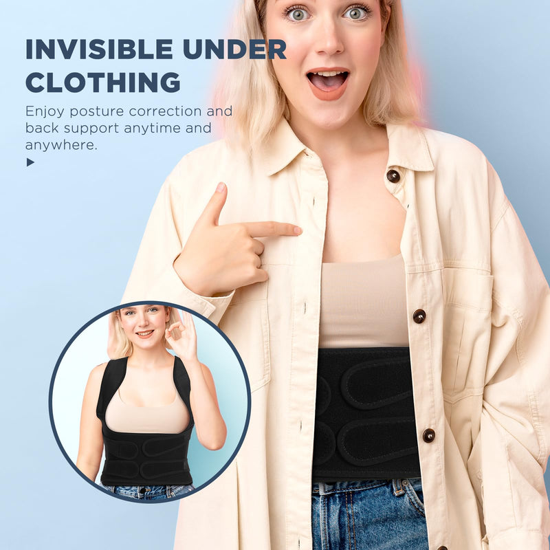 KKM Back Brace Posture Corrector for Women and Men, Scoliosis and Hunchback Correction, Adjustable Back Straightener Provides Shape For Neck Shoulders Back(26-31 Inch, Small)