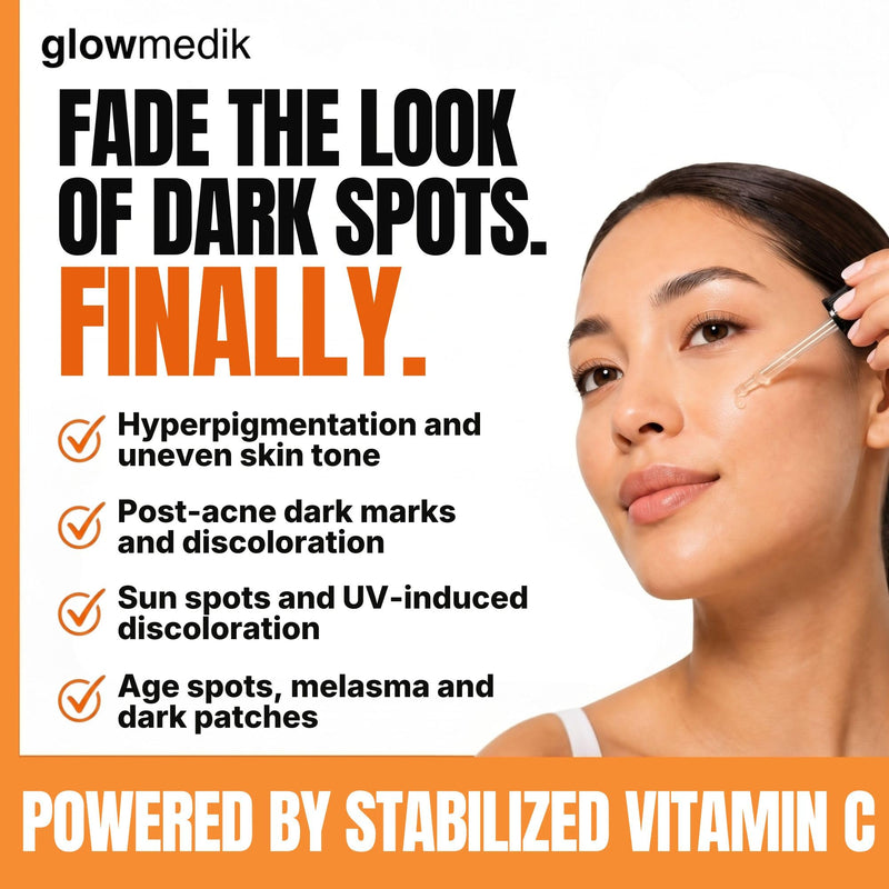 GlowMedik Vitamin C Serum for Face - Illuminating Brightening Serum for Dark Spots - Dark Spot Corrector with Hyaluronic Acid & Vitamin E - Fine Lines & Wrinkles, Sensitive Skin, Made in USA 2 fl oz 2 Fl Oz (Pack of 1)