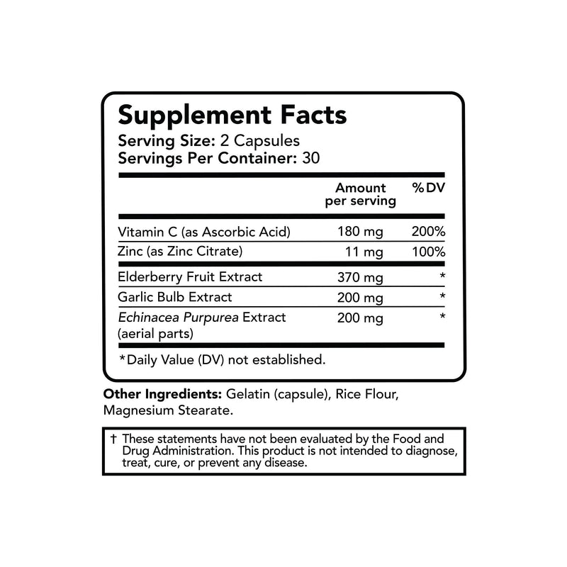 Vitamin Bounty Elderberry Immune Support - with Zinc, Vitamin C & Echinacea, Advanced 5-in-1 Blend, Powerful Antioxidant, Supports Whole Body Balance, Non-GMO - 60 Capsules, 2 Pack 60 Count (Pack of 2)