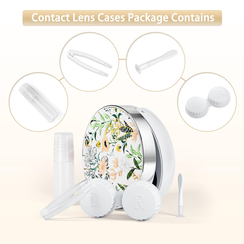 [Australia] - Contact Lens Case/Contact Case, Travel Contact Lens Case Cute Contact Case and Solution Perfect for Daily Travel Outdoor Retro Flowers 