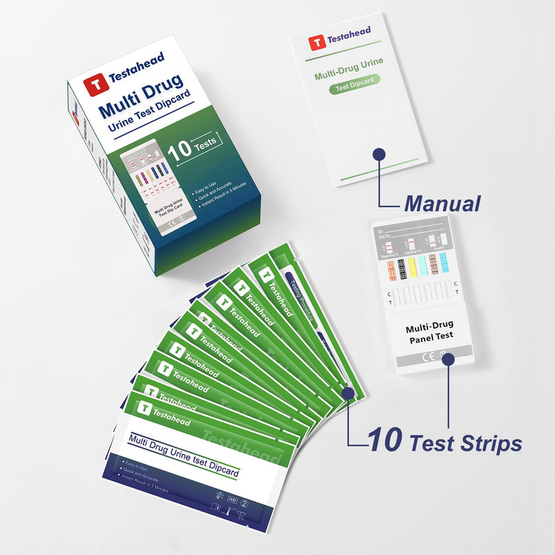 [Australia] - Drug Test Kit 10 Pack, Home Drug Tests, 12 Panel Drug Test Urine, Tests for Marijuana (THC),COC,OPI 2000,AMP,BZO,BAR,BUP,MDMA,MET,MTD,OXY,PCP 