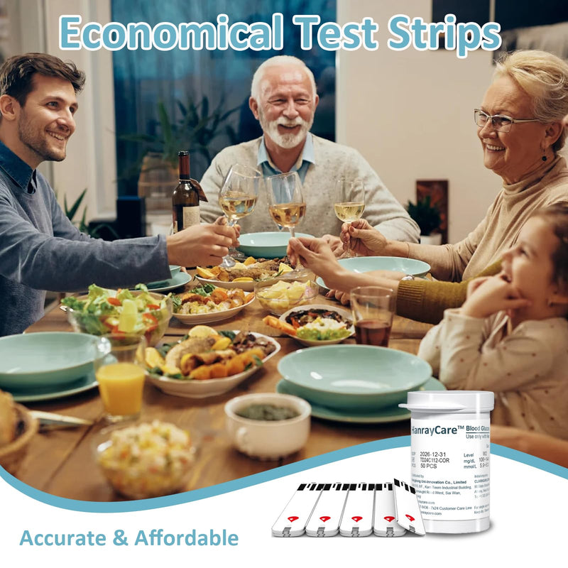 [Australia] - TD-4125 Blood Glucose Test Strips for Diabetes, 100 Count Blood Sugar Test Strips, Designed for Use with HanrayCare Glucose Monitoring System, Accurate Self-Testing, No Coding Required 