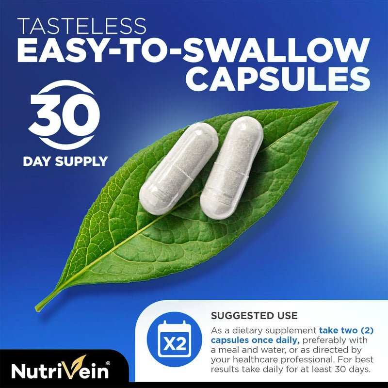 Nutrivein NAD+ Resveratrol Supplement 1200 mg - 60 Capsules, 30 Servings | Synergistic formula for men and women. Supports healthy aging, cognition, metabolism, and overall well-being. Non-GMO. Nad + Resveratrol