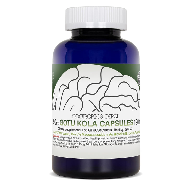 [Australia] - Nootropics Depot Gotu Kola Extract Capsules | 120mg | 90 Count | Acid Resistant | Centella asiatica | 35-45% Triterpenes | Supports Healthy Stress Levels | Promotes Memory Enhancement 90 Count (Pack of 1) 