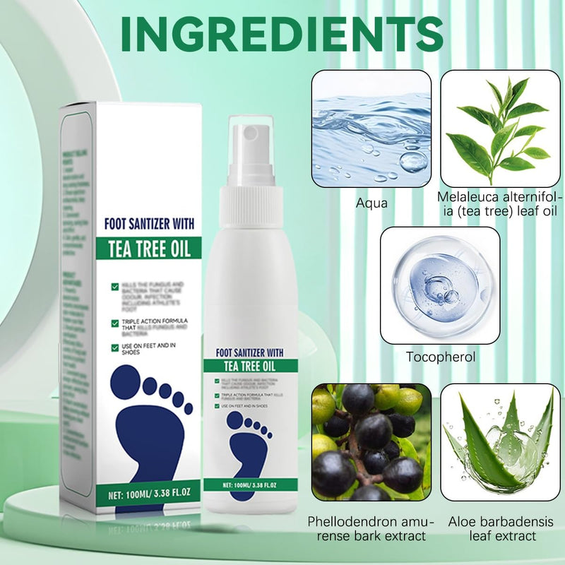 2Pcs Ximonth Foot Spray with Tea Tree Oil,Tea Tree Oil Feet Spray,TeaTree OilSpray for Foot (100ml/3.38fl.oz)