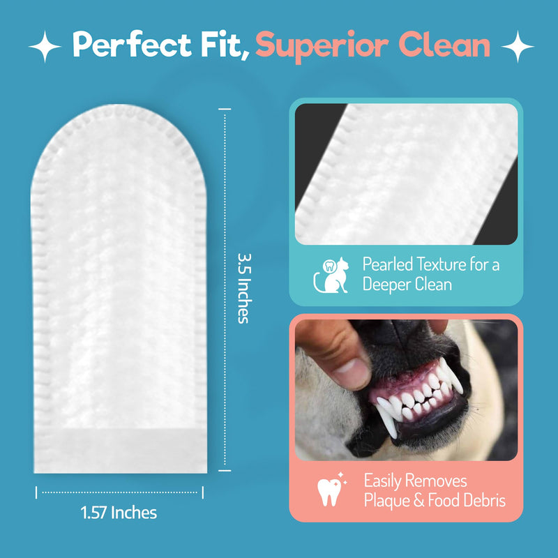 [Australia] - Dog Teeth Cleaning Wipes - Dog Tooth Brushing Kit - Dog Toothbrush Finger Wipes - Removes Plaque & Tartar, Dog Breath Freshener - No-Rinse Pet Dental Care for Dogs & Cats - Easy Use - 55 Count 