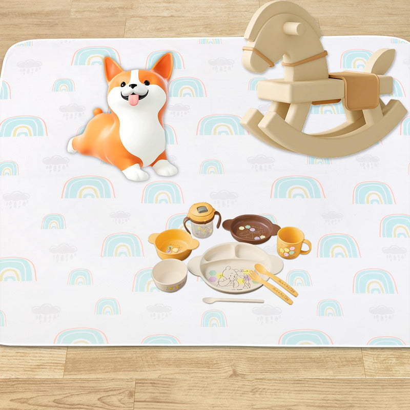 [Australia] - Splat Mat for Under High Chair/Arts/Crafts by CLCROBD, 51" Baby Anti-slip Food Splash and Spill Mat for Eating Mess, Waterproof Floor Protector and Table Cloth (Rainbow dreams) Rainbow Dreams 
