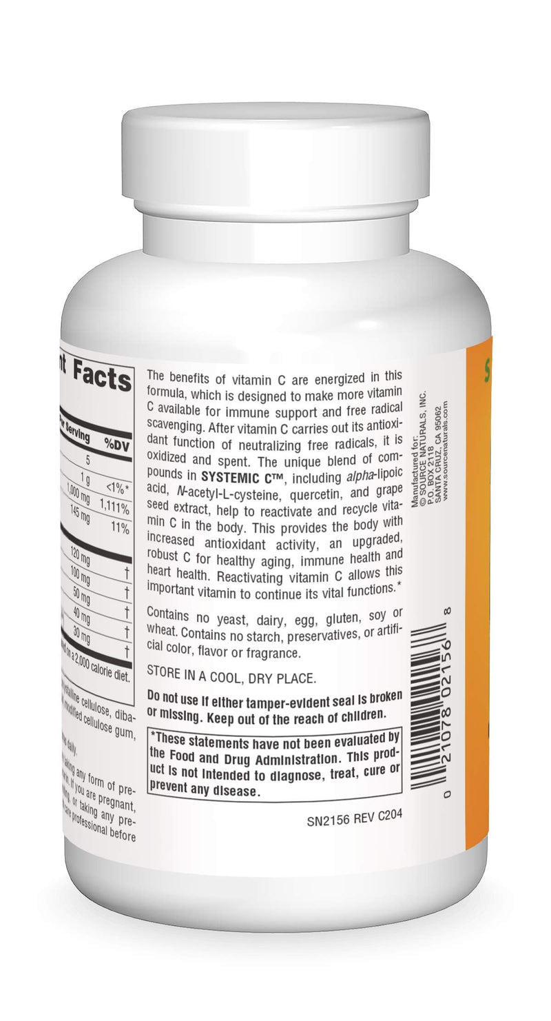 Source Naturals Systemic C, 500mg - 240 Tablets 1 240 Count (Pack of 1)