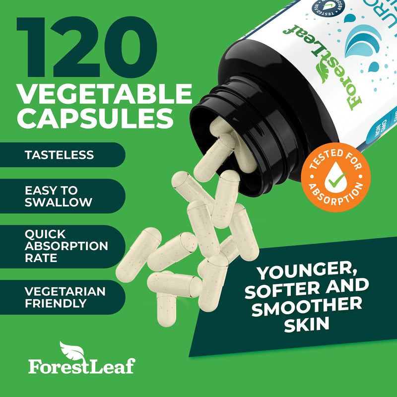 [Australia] - ForestLeaf - Hyaluronic Acid Supplements - 120 Vegetable Capsules - 100mg Dietary Hyaluronic Acid + 50mg Vitamin C Joint & Anti Aging Beauty Formula - Supports Skin Hydration, Joints, Bones & Hair 