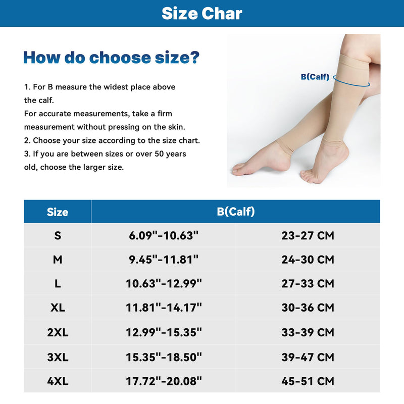 [Australia] - BellaAktion Calf Medical Compression Stockings Women & Men Compression Socks Medical with 20-30 mmHg Graduated Support Thrombosis Stockings Support Stockings for Varicose Veins Edema XL Beige 