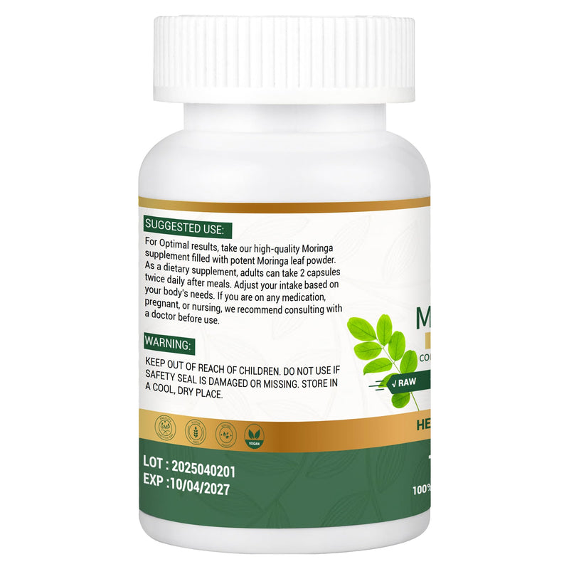 Organic Moringa Capsules 800mg, 3rd Party Tested & Non-GMO, 360 Count | Moringa Capsules Superfood for Energy, & Immune Support, Rich in Antioxidants, Essential Vitamins & Amino Acids, Gluten Free 360 Count Pack of 3