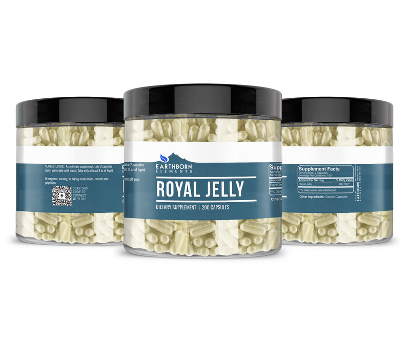 [Australia] - Earthborn Elements Royal Jelly 200 Capsules, Pure & Undiluted, No Additives 200 Count (Pack of 1) 