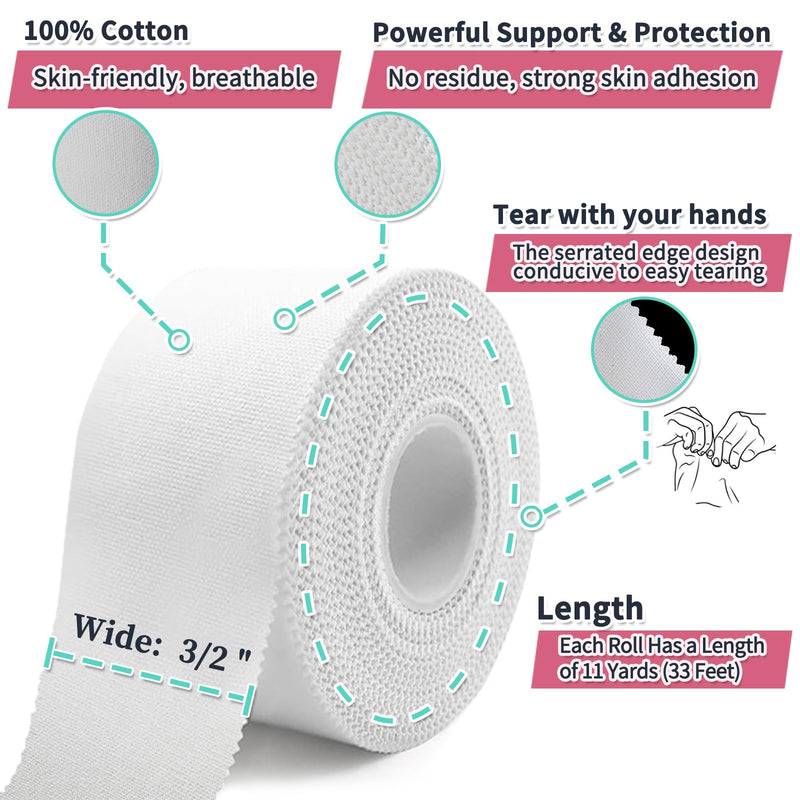 [Australia] - Athletic Tape 2 Pack White Sports Tape Athletic Strong-Breathable-Easy Tear-No Sticky Residue Wrist Ankle Tape for Lacrosse Boxing Gymnastics Climbing Soccer Hockey Bat Injuries Medical Athletic Tape 2 Rolls ÔºàWhiteÔºâ 