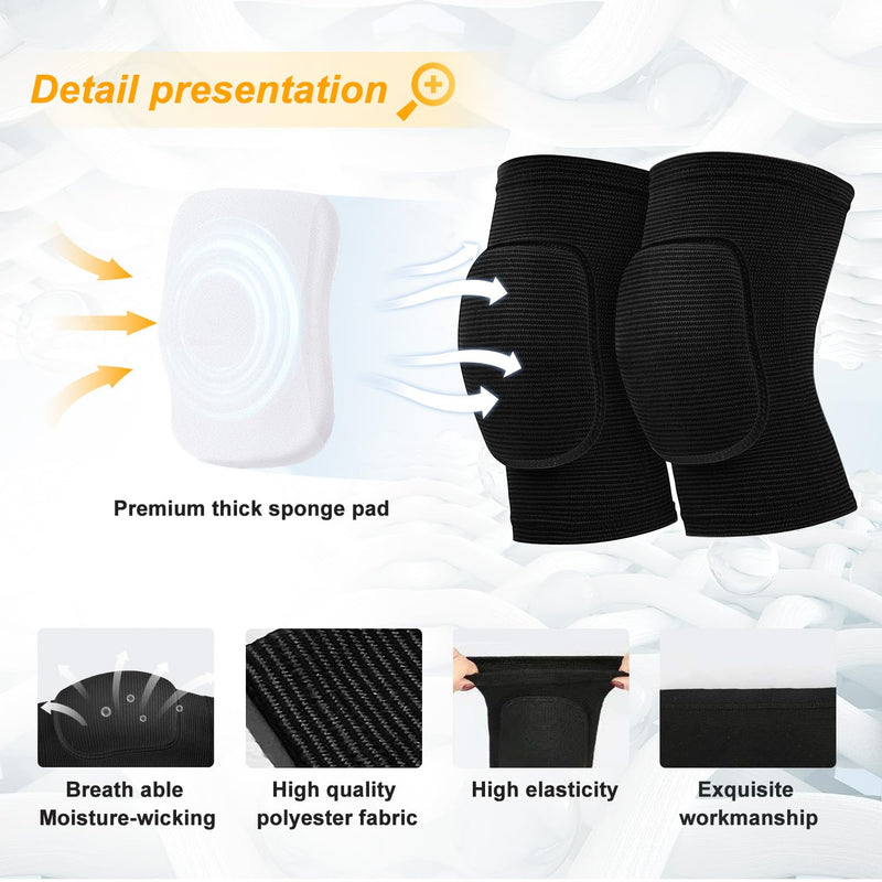 [Australia] - Volleyball Knee Pads for Dancers, Soft Breathable Knee Pads for Men Women Kids Knees Protective, Knee Brace for Volleyball Football Dance Yoga Tennis Running Cycling Workout Climbing Black Medium 