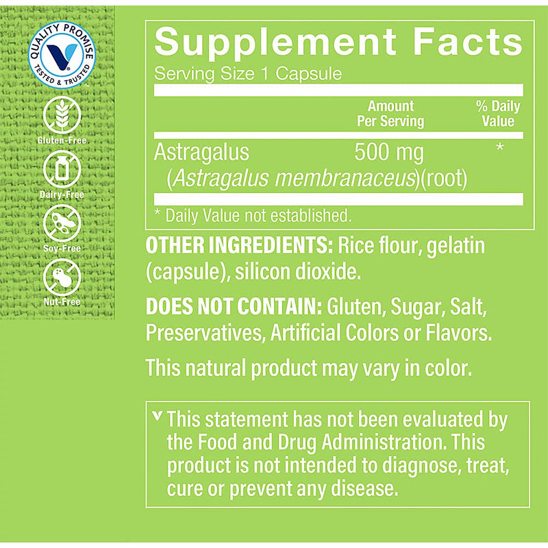 [Australia] - The Vitamin Shoppe Astragalus (Root) 500mg - Herbal Supplement to Support The Immune System & Body's Natural Defenses - Helps Build Stamina, Energy & Vitality (100 Capsules) 