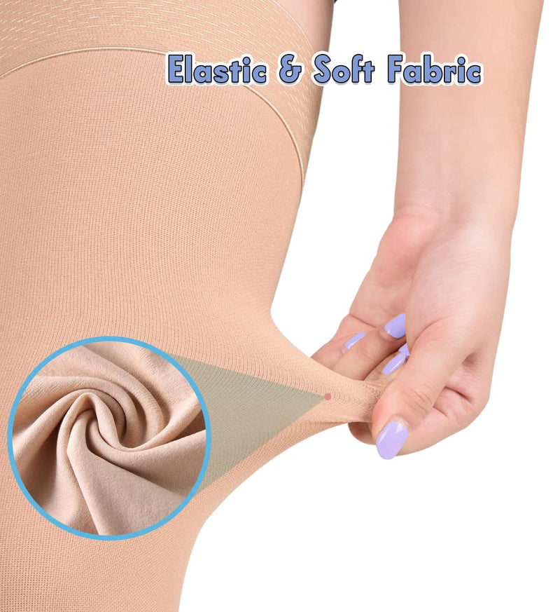 [Australia] - Medical Thigh High Compression Stockings 15-20 mmHg for Women & Men Firm Support Hose Socks with Silicone Dot 5-Closed Toe Beige Medium 