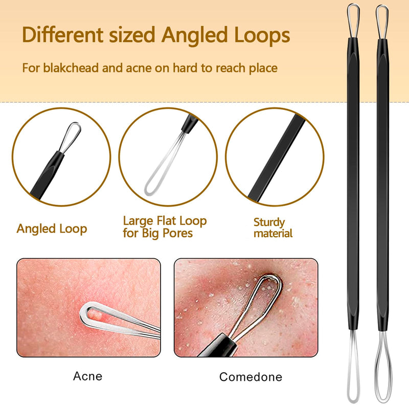 [Australia] - 40pcs Pimple Popper Tool Kit Stainless Steel Blackhead Remover Tool Comedones Extractor for Forehead Facial Nose Lightweight Acne Needle Tool with Metal Case for Travel Home Use Black 40pcs 