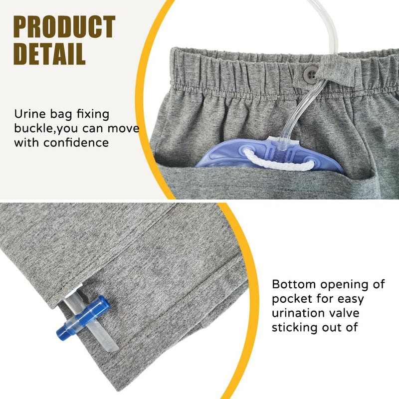 [Australia] - 2 PCS Postoperative Care Ostomy Stoma Shorts for Nephrostomy Bag and Catheter Leg Bag, Comfortable, Machine Washable Large 