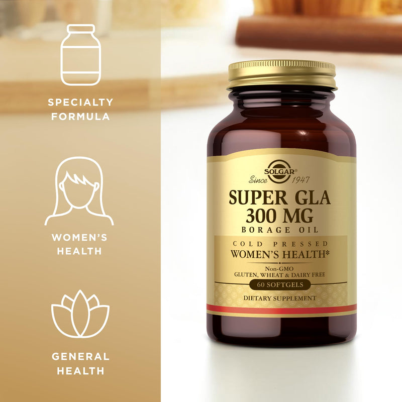 [Australia] - Solgar Super GLA 300 mg - 60 Softgels - Cold-Pressed Borage Oil for Women‚Äôs Health - Non-GMO, Gluten Free, Dairy Free - 60 Servings 60 Count (Pack of 1) Standard Packaging 